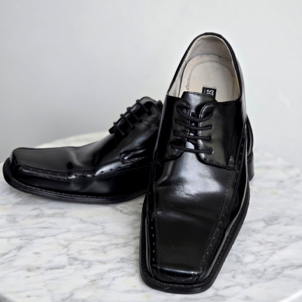 STACY ADAMS Black Leather Men's Dress Shoes Size 10.5 EUC